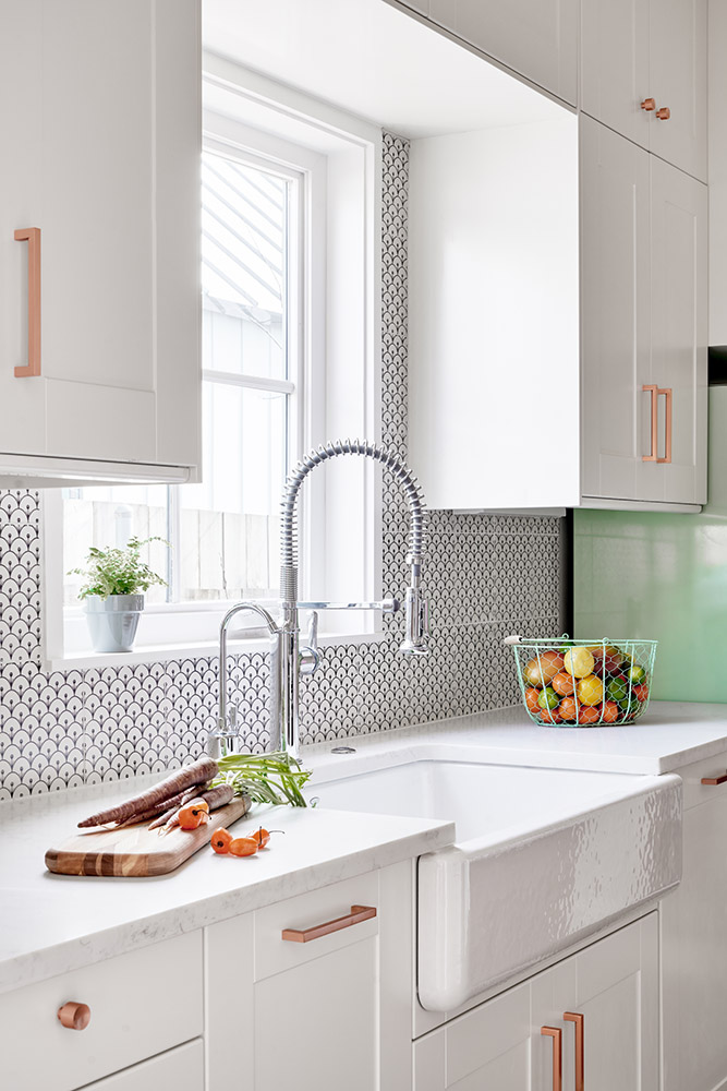 home renovation | Home Renovation | 1940 zilker remodel kitchen white cabinets rose gold hardware